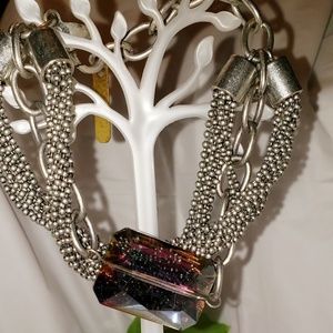 Silvertone and Crystal heavyweight bracelet